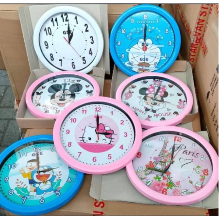 [800gr] T168 | JAM DINDING KARAKTER DAN TULISAN / UKURAN DIAMETER 28 CM / DORA HK KEROPI / JAM GSE T