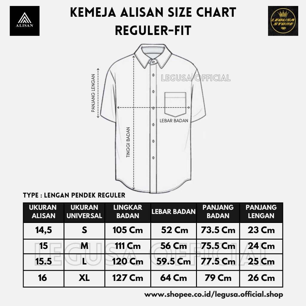 ALISAN Original Kemeja Polos Lengan Pendek REGULER