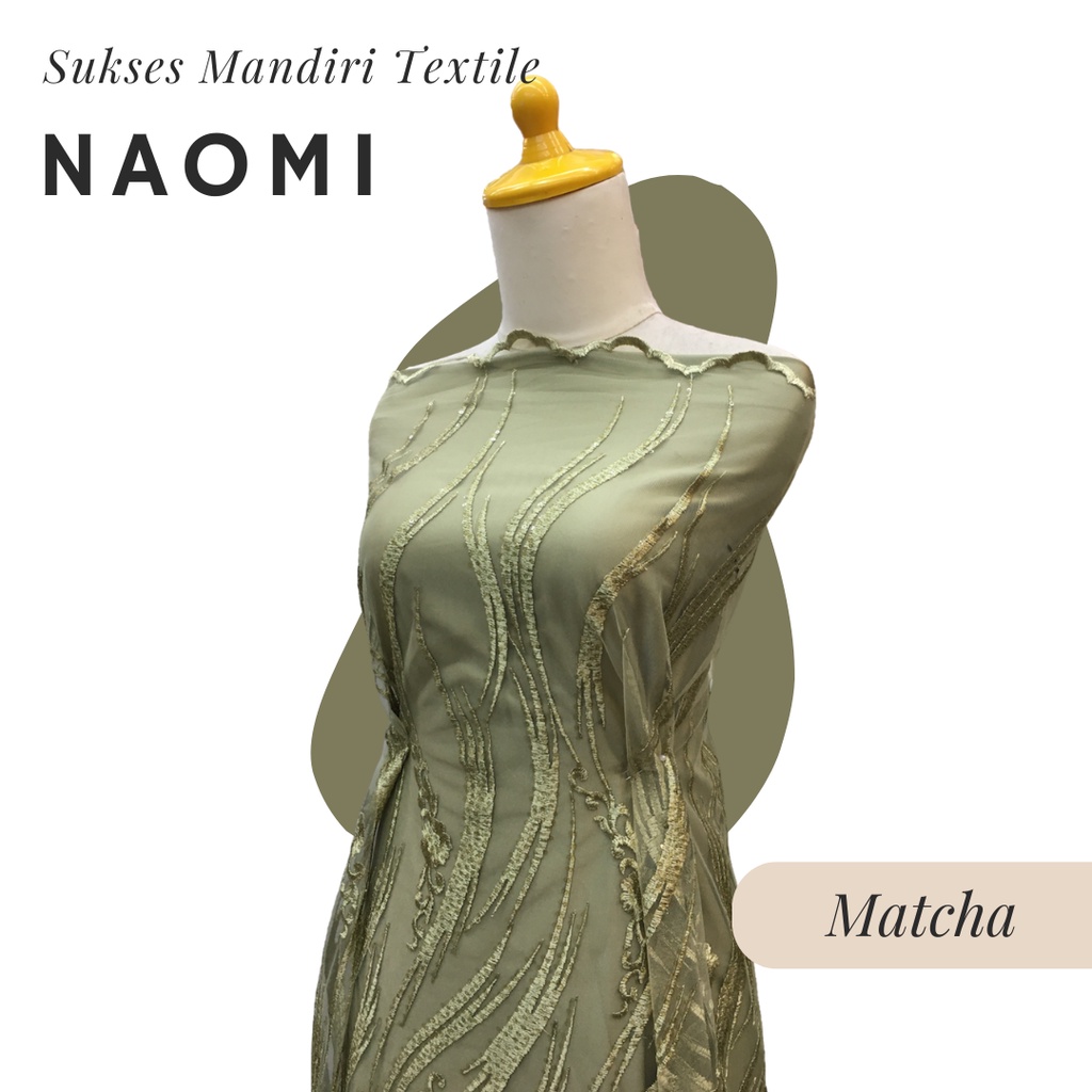[NAOMI] Brukat Tile Premium Mewah Warna Matcha Hijau Green Tea | Harga ½ meter = 50 cm (Bahan Dress 