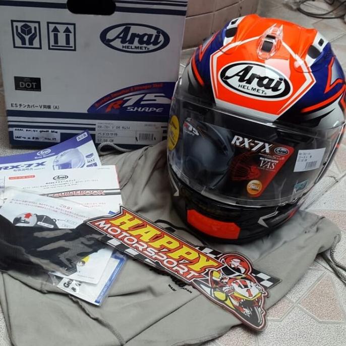 PRODUK- HELM FULLFACE MERK ARAI RX-7X GHOST BLUE SIZE M ORIGINAL JAPAN DOT .