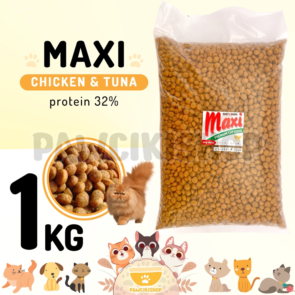 PAWCIKISHOP - MAXI CHICKEN TUNA 1KG / maxi / maxi makanan kucing / makanan kucing maxi / maxi makana