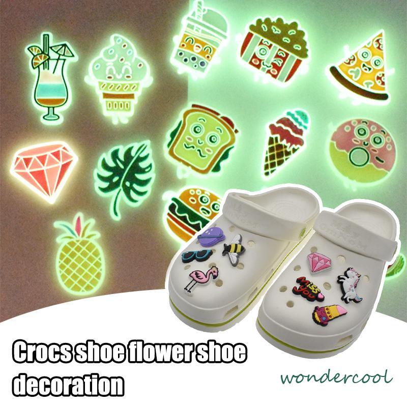 Charms Pin Bahan Pvc Glow In The Dark Desain Makanan Untuk Aksesoris Charms Fashion-Won