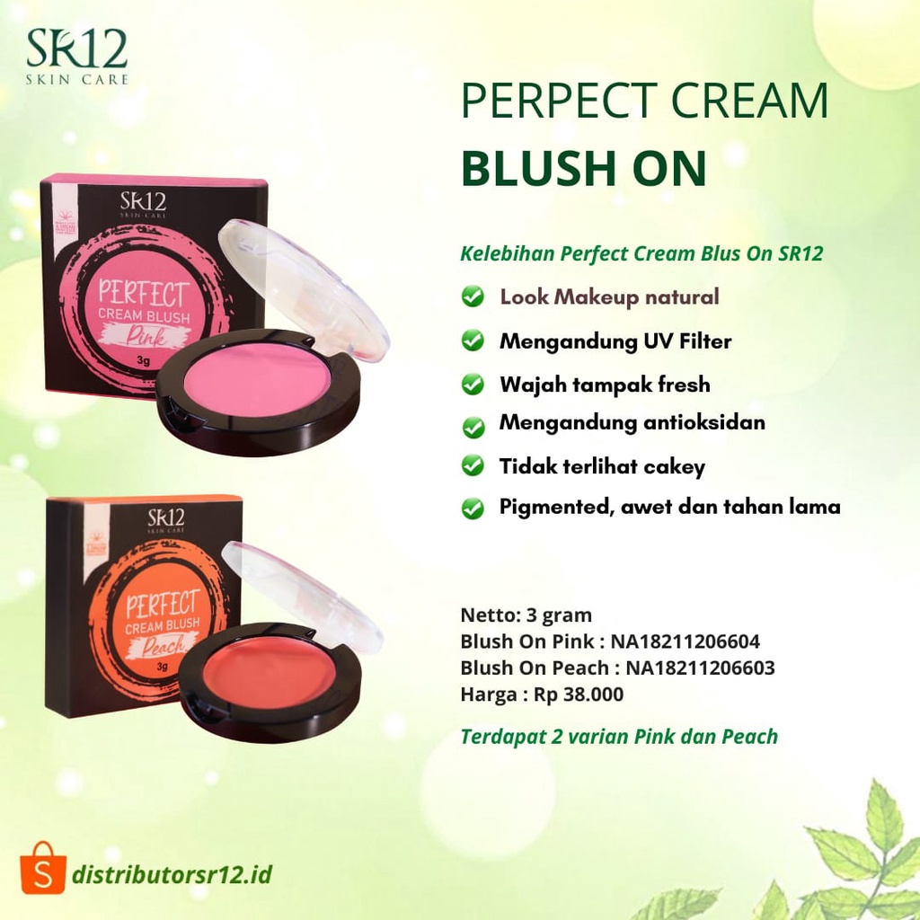 Perfect Cream Blush On SR12 Look Makeup Matte Perona Wajah Alami Tampak Fresh dan Natural Anti UV