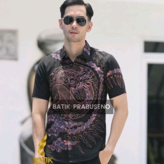 Nogogandrung Lengan Pendek Slimfit Original Baju Batik Prabuseno Kemeja Pria Bahan Katun Printing Ha
