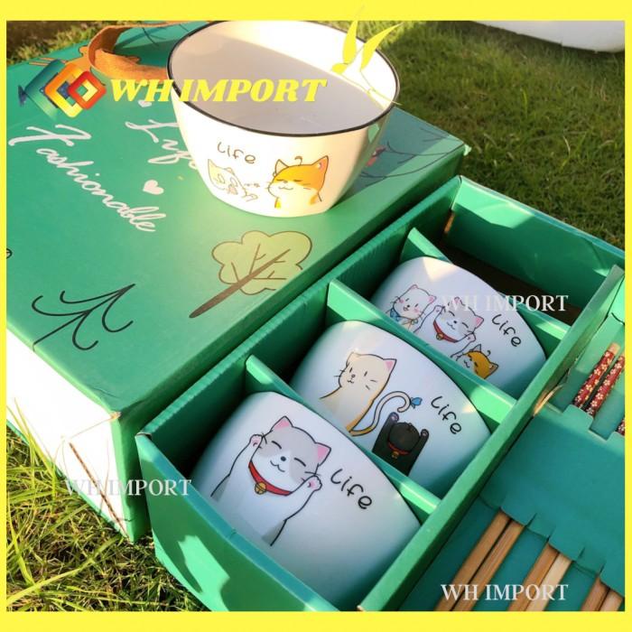 

Mangkok Keramik Cute Cat Exclutive Gift Box Hamper Hadiah Kado Nikahan