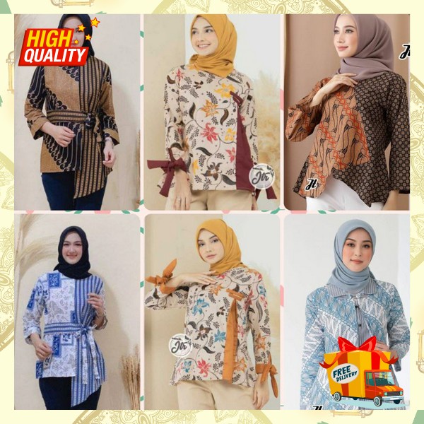 Blouse Dewasa Casual Atsan Cewek Formal Batik Model Terbaru Kemeja Wanita Formal Buju Remaja Impor A