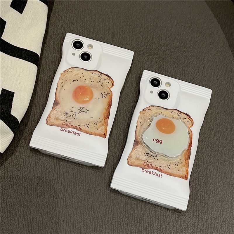 Soft Case Silikon Motif Kartun Telur Goreng Untuk iPhone 14 13 12 11 Pro Max X Xr Xs Max 8 7 6 6s Plus