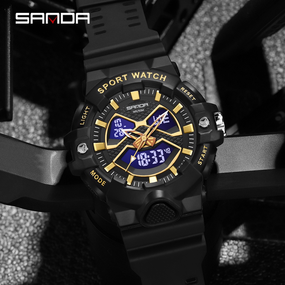 SANDA 3150 Jam Tangan Pria Digital Analog EL Backlight Sport Watch Anti Air WATCHKITE WKOS