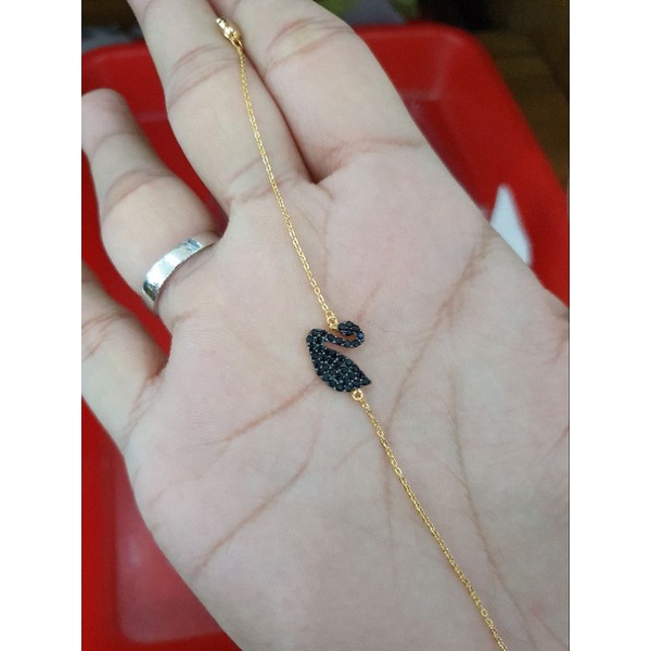 gelang swan mata item nori polos emas