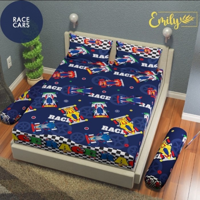 SEPREI Sprei Karakter Anak Ukuran 180x200 | Seprai Motif Anti Luntur - Race Car karakter springbed p