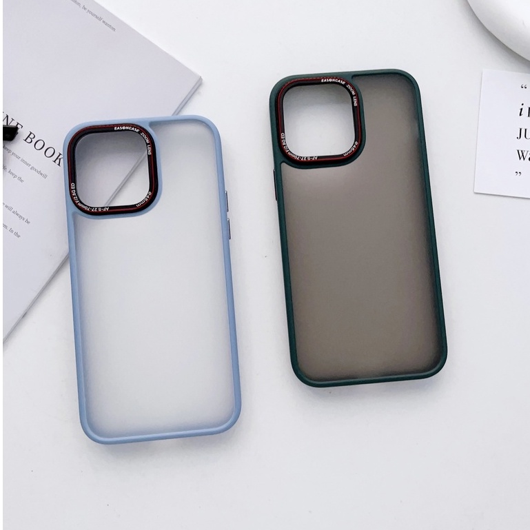 Untuk iPhone Dark Green Purple Blue Pink Matte High Quality Fingerprint Resistant Case iPhone 12 13 14 Pro Max Hard Case Metal Camera Large Hole+Metal Button case