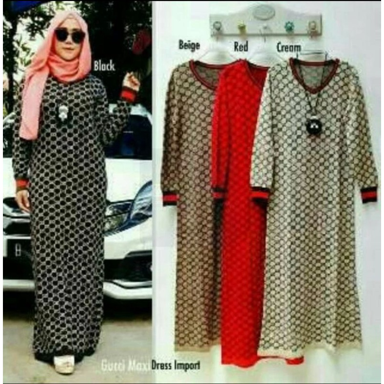gamis rajut katun motif impor