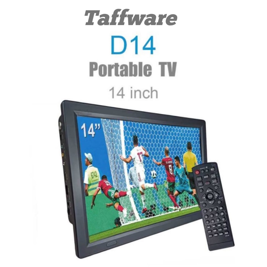 PROMO TV mini Portable LED HD TV Monitor 14 Inch DVB-T2 + Analog - D14 Taffware tv portable mini murah tv mini portable tv kecil mini tv kecil murah televisi minitv led kecil tv analog murah original 7CTN01BK