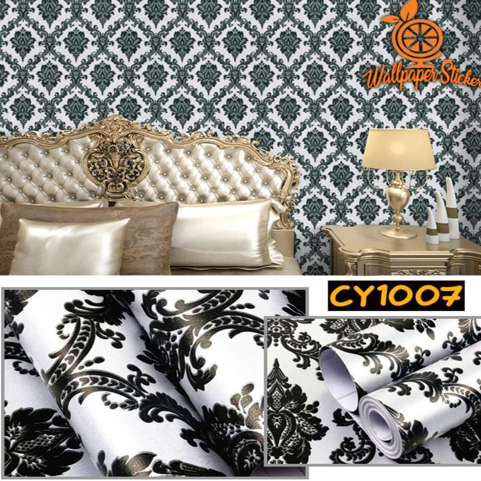 WALLPAPER DINDING Dinding All Motif Garis Salur Kembang Batik Shabby Premium 45cm X10m -COD