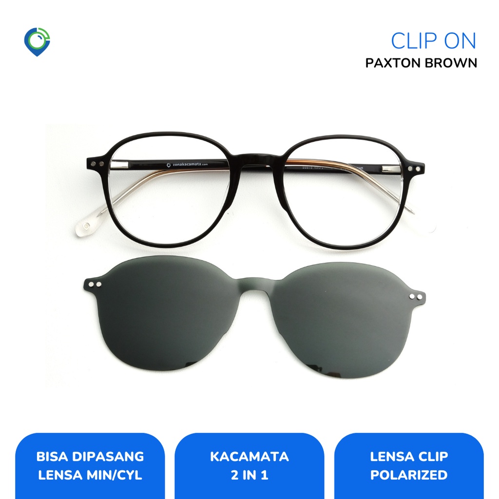 zonakacamata - Clip On ZK Paxton Brown - Frame Kacamata - Pria/Wanita - Minus/Silinder/Plus
