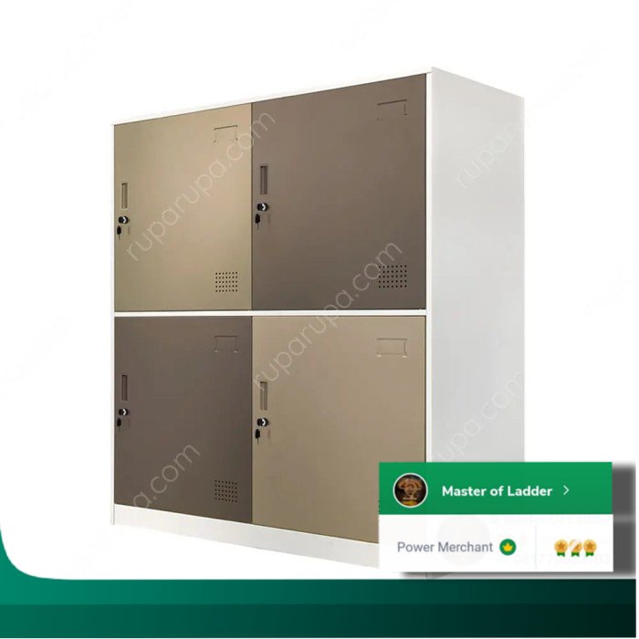 Krisbow Lemari Loker Besi Jumbo Locker Cabinet 4 Pintu - Cokelat