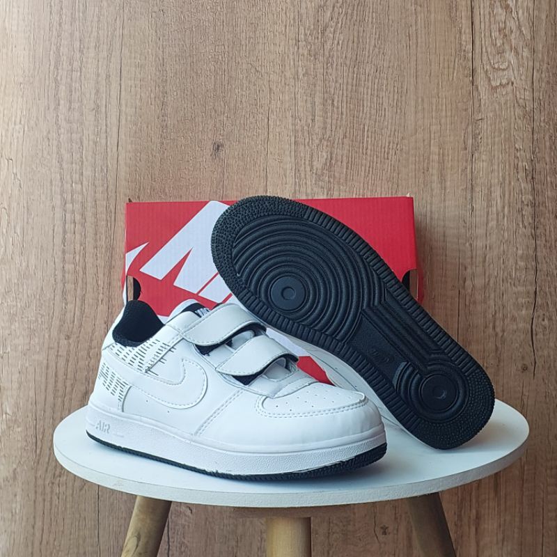 Sepatu Air Force 1 Velcro White Black Kids / Sepatu Velcro Anak Anak / Sepatu Anak Anak
