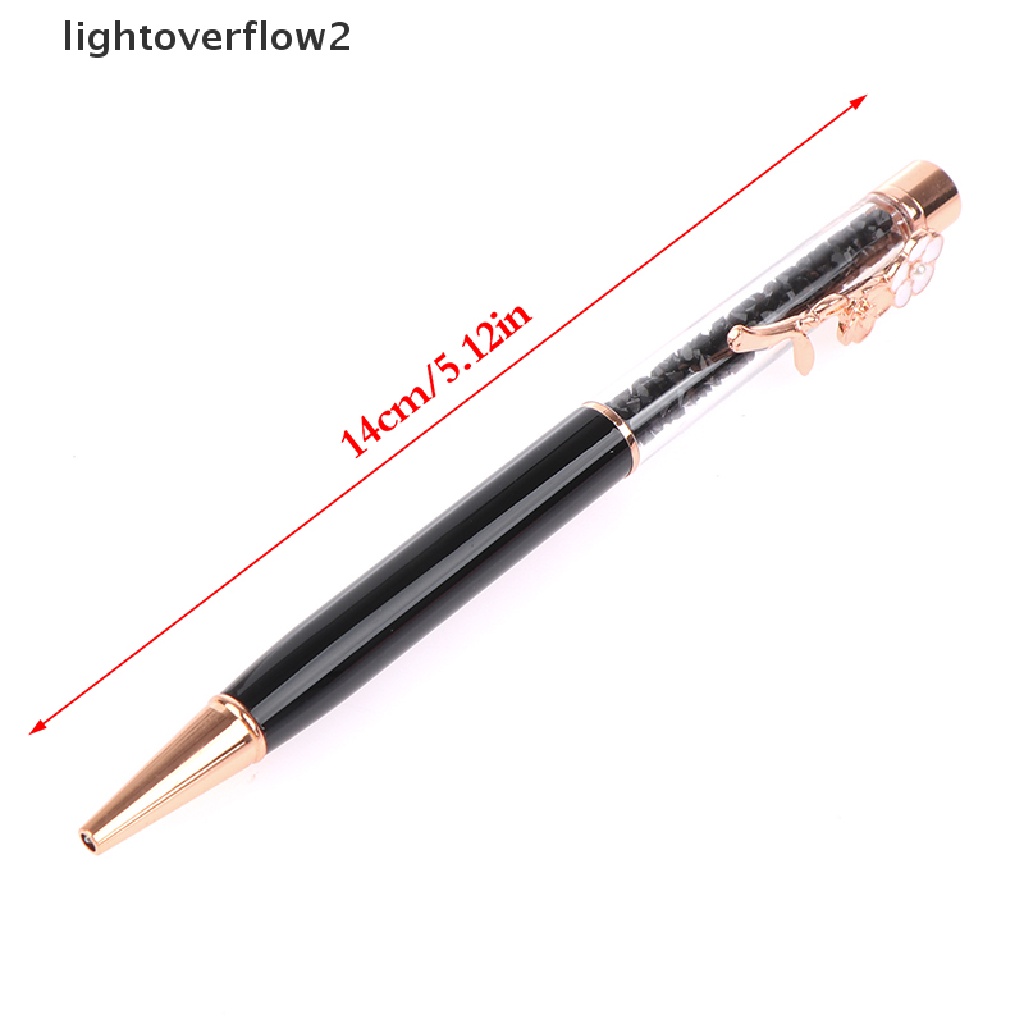 (lightoverflow2) Pulpen Dengan Hiasan Bunga + Kristal Imitasi Untuk Kantor / Sekolah