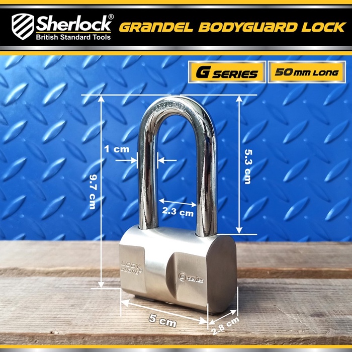 Gembok Original Sherlock Tools BODYGUARD Seri G 50 mm Panjang