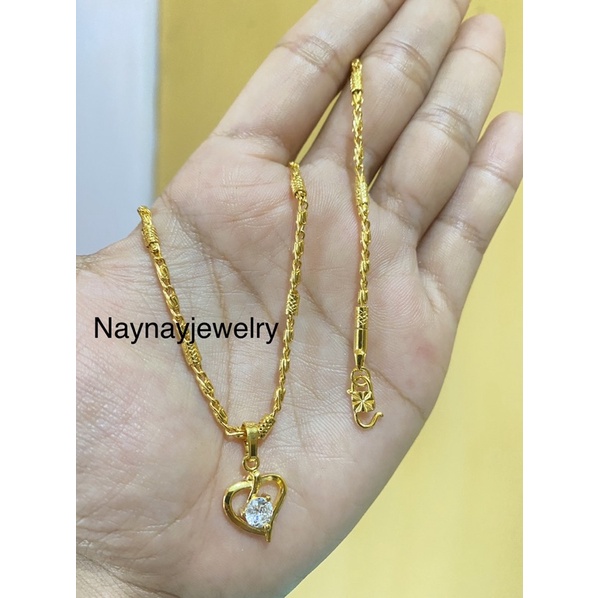 Kalung koin yaxiya warna 24k / beserta liontin love2 mutiara