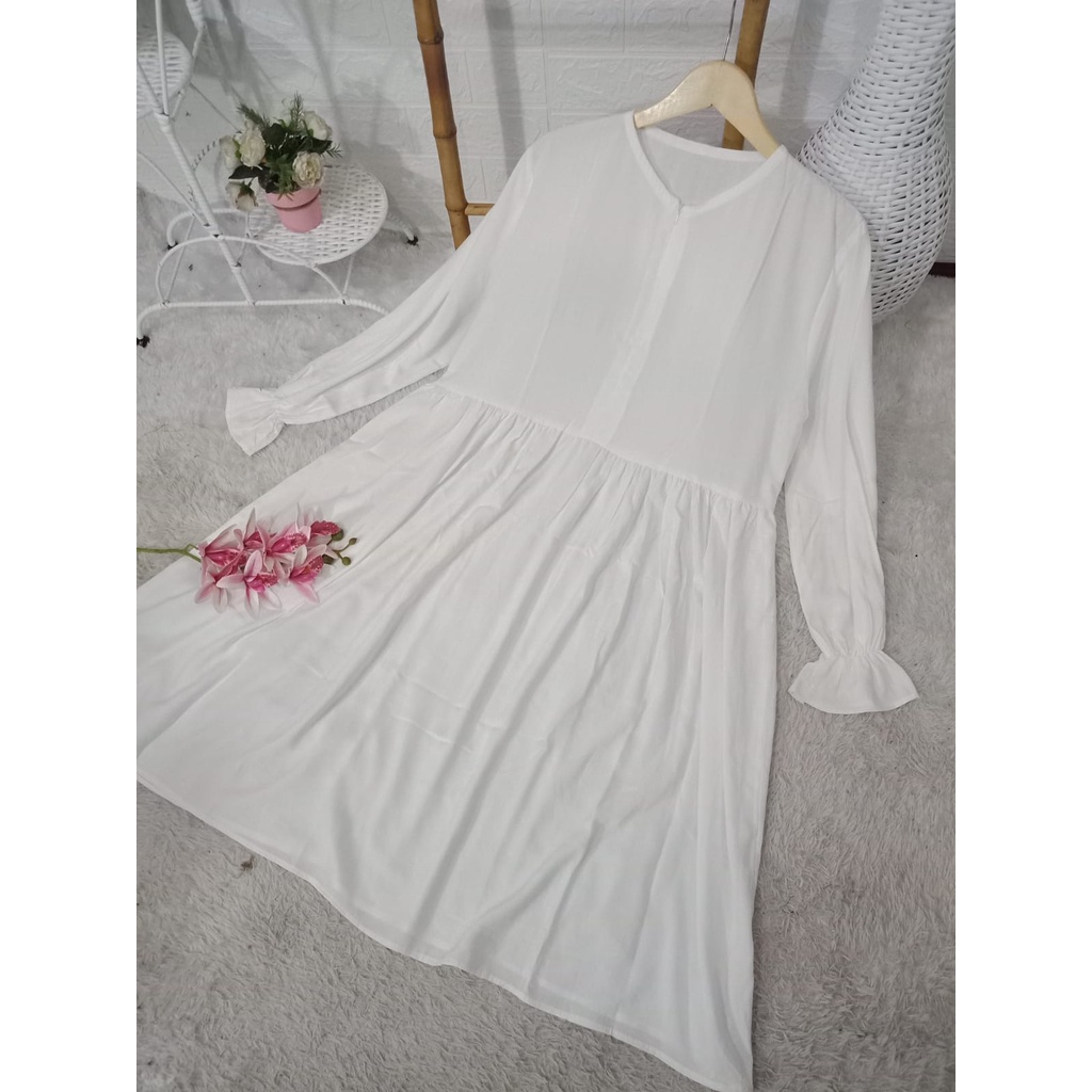 TUNIK Putih RAYON Khadijah Kekinian Tunik Viral Busui Rayon