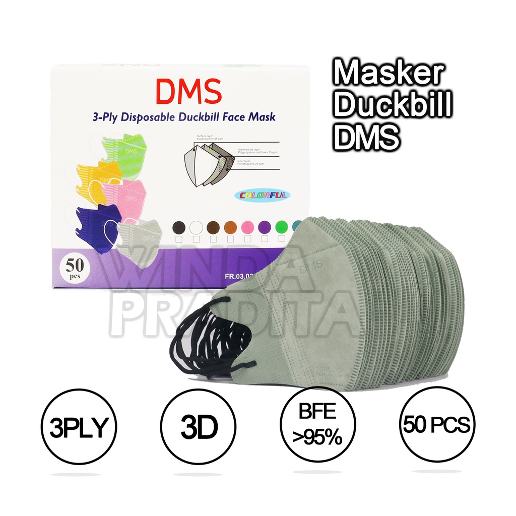 Masker Duckbill Duckbil 50 Pcs Murah 1Box Putih Hitam-Duckbill Matcha DMS