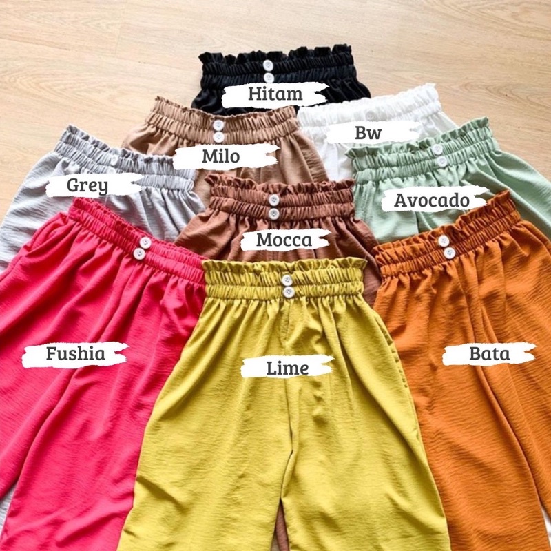 KULOT HIGHWAIST KANCING CRINCLE PREMIUM JUMBO / RUBY KULOT CRINCLE KULOT JEANS WARNA PREMIUM