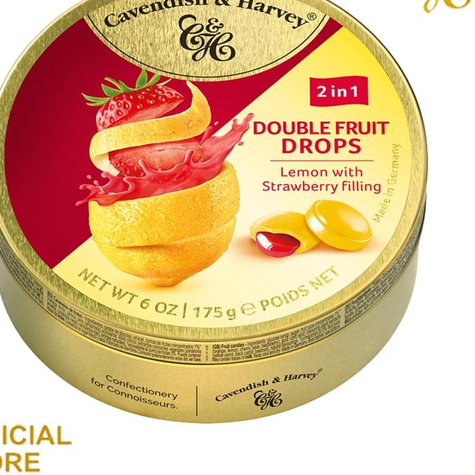 

Original Cavendish & Harvey Double Fruit Drop Lemon With Strawberry Fill 175g serbuuu !