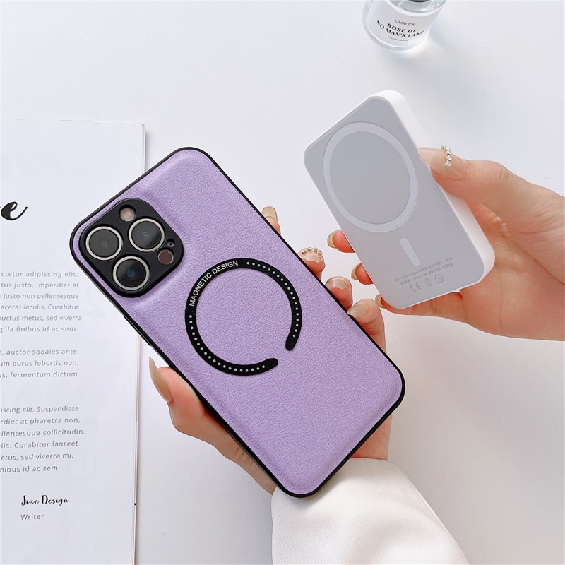 Case Magnetik Shockproof Tekstur Litchi Cover IPhone 11 12 13 14 Pro Max X XS XR