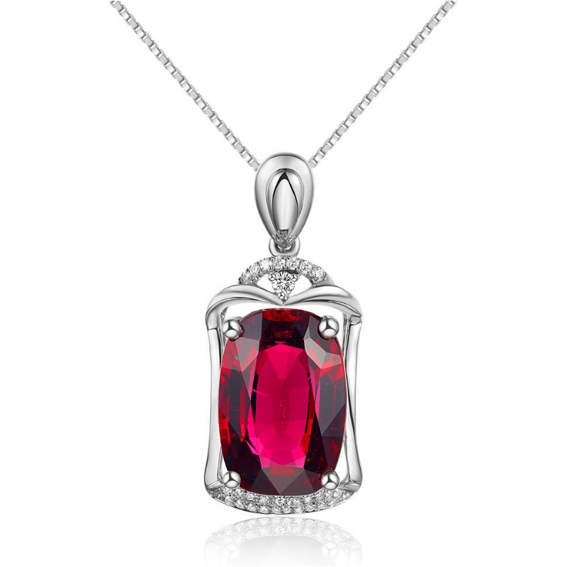 Goldkingdom Perhiasan Fashion Emas Asli Kadar 375 Bangkok Aksesoris Ready Stock 18-karat Rose Gold Tourmaline Pendant Tourmaline Red Tourmaline Ruby Kalung