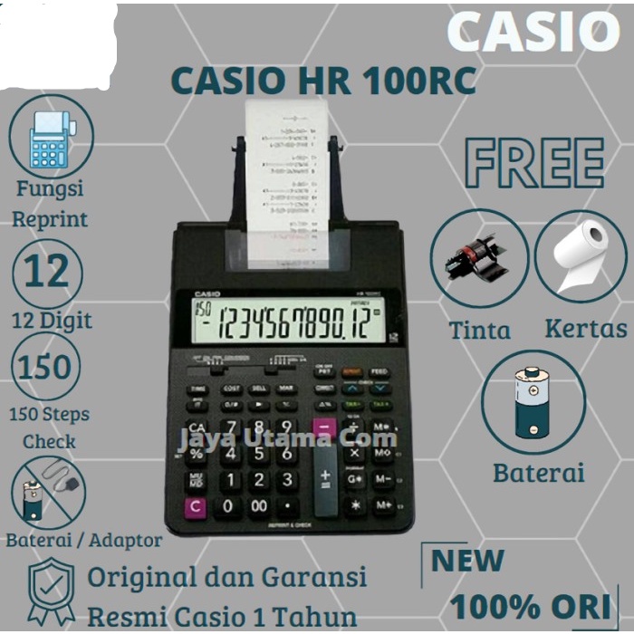 

Kalkulator Print Casio HR 100 RC barang baru stok lama