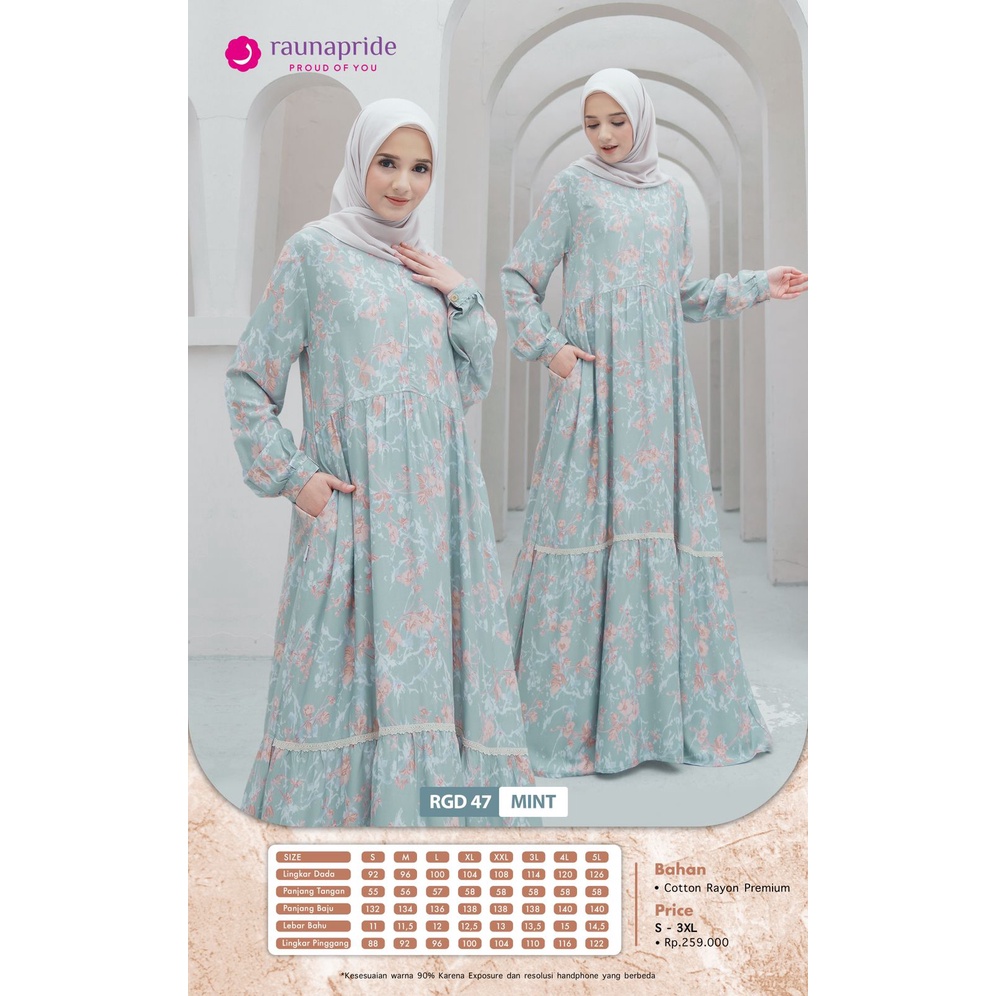 Gamis rauna RGD 47 / Raunapride Terbaru 2022 / dress muslim / baju muslim / baju wanita / gamis dewasa / pakaian wanita / rayon premium / fashion muslim