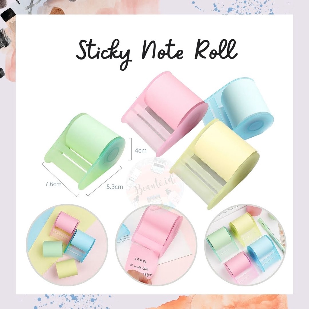 Sticky Note Lucu Unik Model Roll Aesthetic Memo Pad Tempel Sticker Buku Catatan Kecil Untuk Sekolah Anak Belanjaan Serbaguna Desain Simple Warna Warni