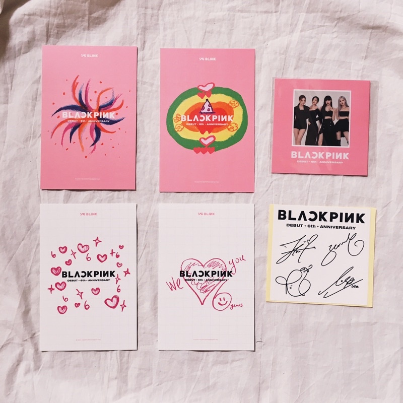 RARE OFFICIAL 100% BLACKPINK 6 YEARS ANNIVERSARY ANNIV POSTCARD SIGN BORN PINK ALBUM POP UP STORE KO
