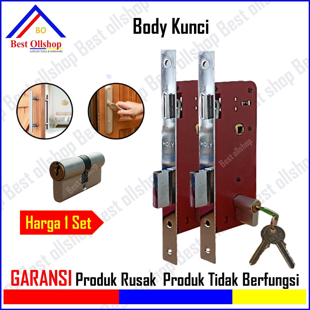 Body Kunci Lidah Pintu Besar / Bodi Kunci Pintu Besar / Slot Daleman Handel Kunci Pintu 1 Set