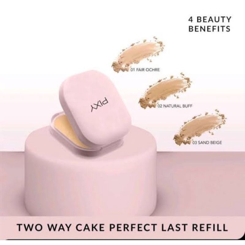 (REFILL) PIXY UV whitening two way cake 9gr 4 beauty benefits 01 02 03 fair ochre natural buff sand beige bedak compact wajah