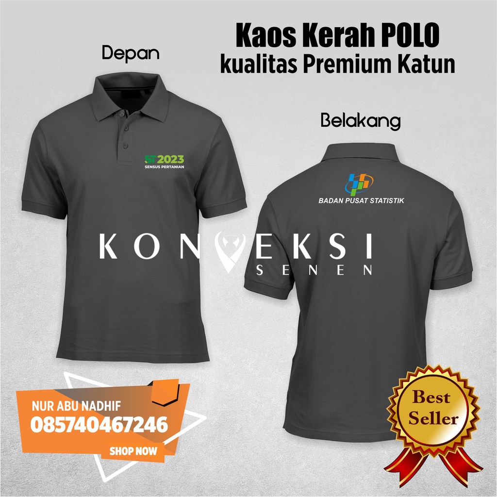 KAOS POLO SHIRT BPS BADAN PUSAT STATISTIK SENSUS PERTANIAN  KAOS POLO TSHIRT - Kaos BPS - Baju BPS