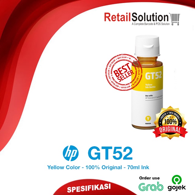 Tinta HP GT52 Yellow Original 70ml - Tinta HP GT5810 315 415 515 615