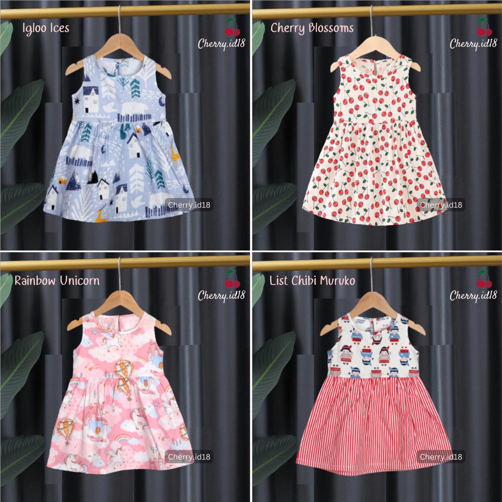 Cherry COD Dress Tunik Anak Import Original / Baju Anak Perempuan / Dress Anak Import / Dress Bayi D57