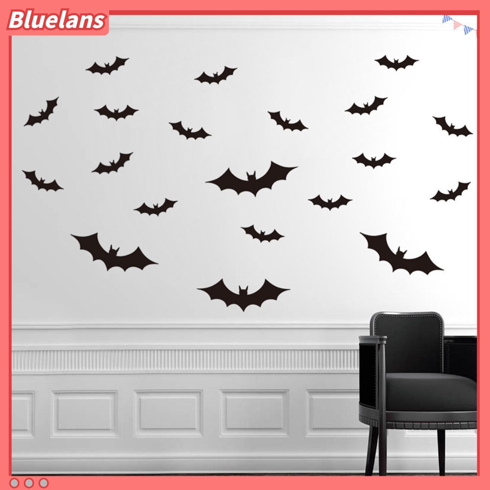 20 Pcs Stiker Dinding Decal Desain Kelelawar Halloween Tahan Air Dapat Dilepas Untuk Dekorasi Rumah