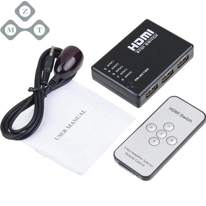 5 Port HDMI Switch Switcher HDMI Splitter Adapter Hub USB jack Power always ready