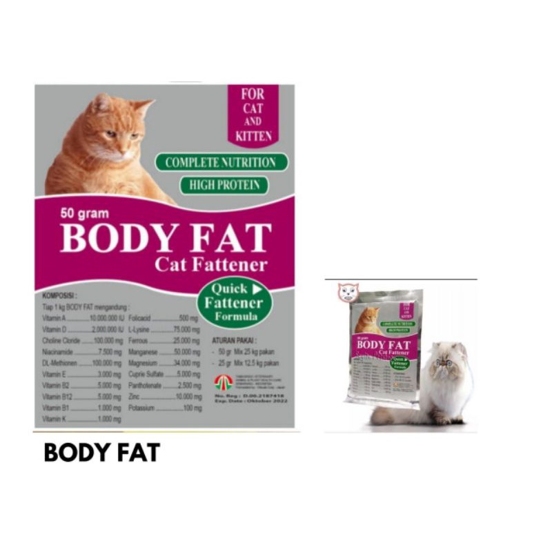 Terlaris Body fat Cat 50g Vitamin Penggemuk Kucing Sachet Bubuk Nutrisi Powder Bodyfat