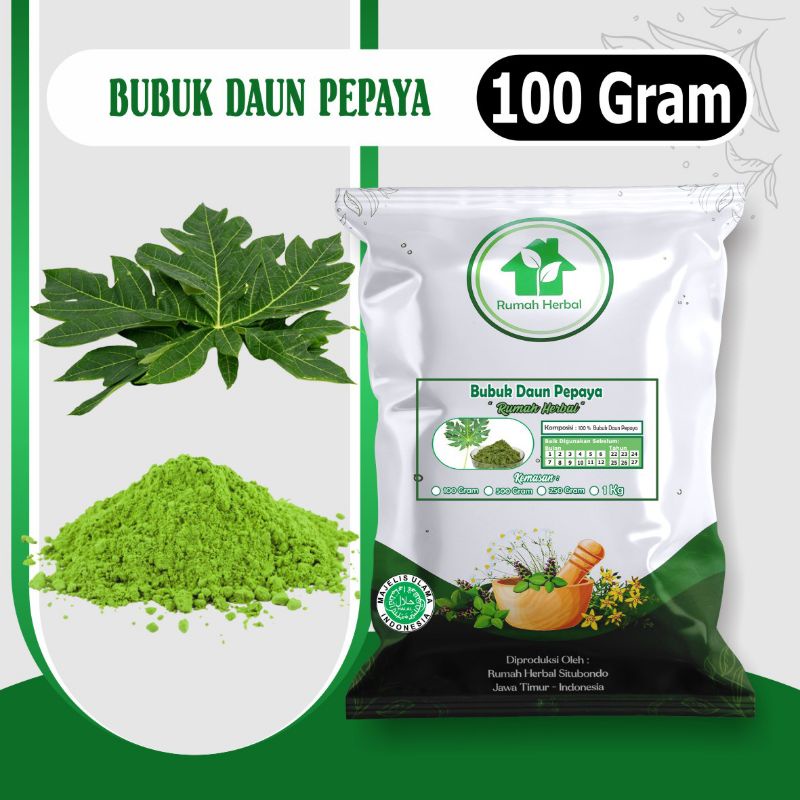 

Bubuk daun pepaya murni kemasan 100gram