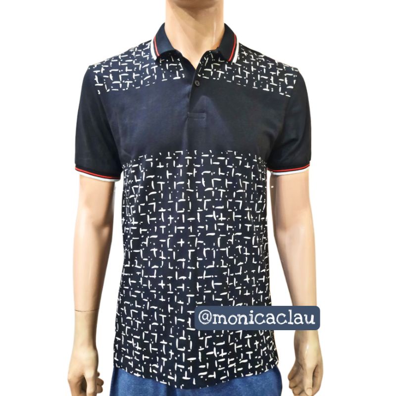Kaos Polo Pria Poshboy Original Fairway Print Poloshirt katun hitam