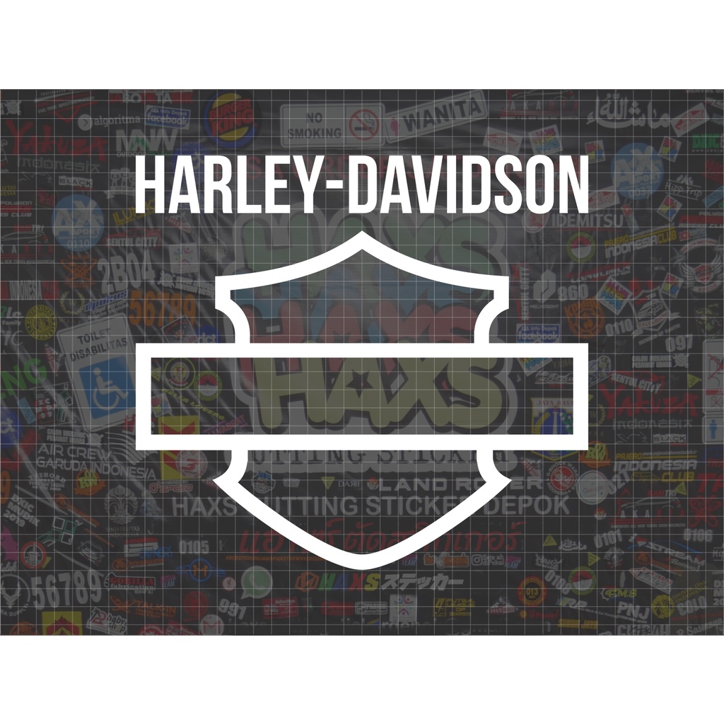 Cutting Sticker Logo Harley Davidson Garis dan Tulisan Ukuran 25 Cm