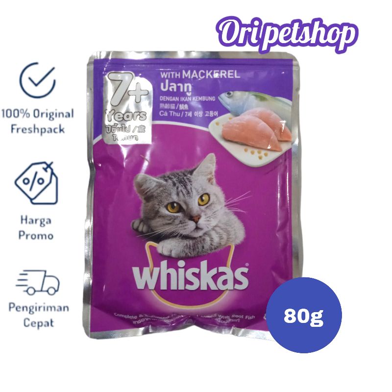 Whiskas Sachet Pouch 80g Wet Cat Wood - Senior 7+ Makcerel