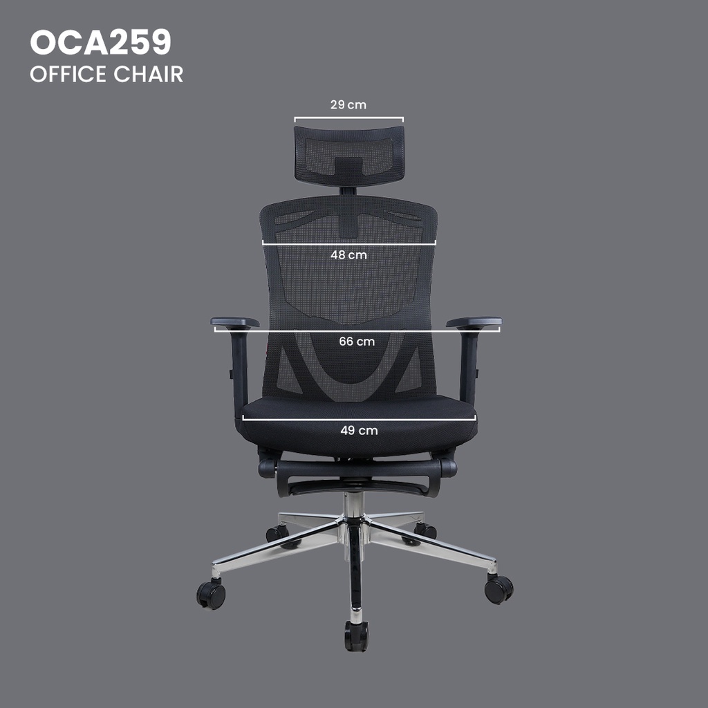 Kursi Kantor Jaring Dengan Sandaran Kaki Fantech OCA259 OCA259S OCA-259 OCA-259S Premium Mesh Office Chair With Leg support