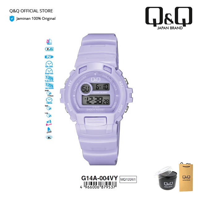 Q&Q QnQ QQ Original Jam Tangan Pria & Wanita Fashion Digital Rubber - G14 G14A Water Resist 10 BAR-2