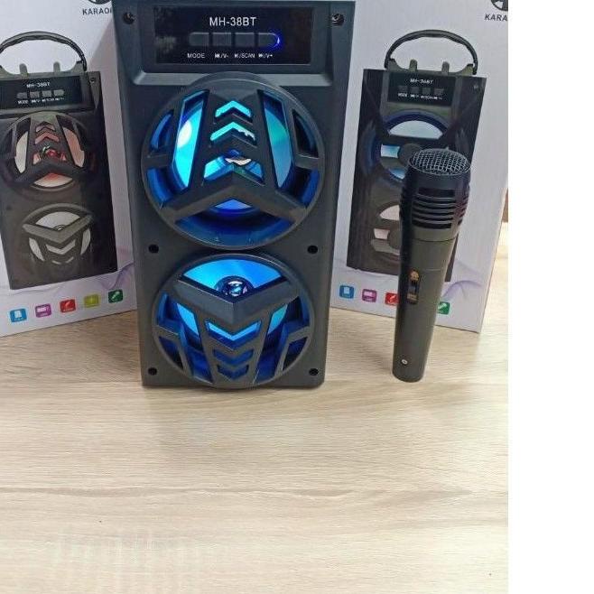 Speaker Bluetooth Karaoke MH-38BT MH-36BT Bonus Mic Karaoke. FM Radio USB Memory Card AUX MIC -