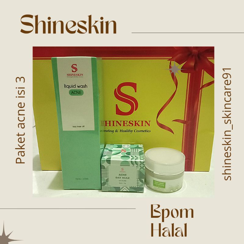 SHINESKIN PAKET HEMAT ACNE GLOWING KRIM JERAWAT AMPUH ISI 3